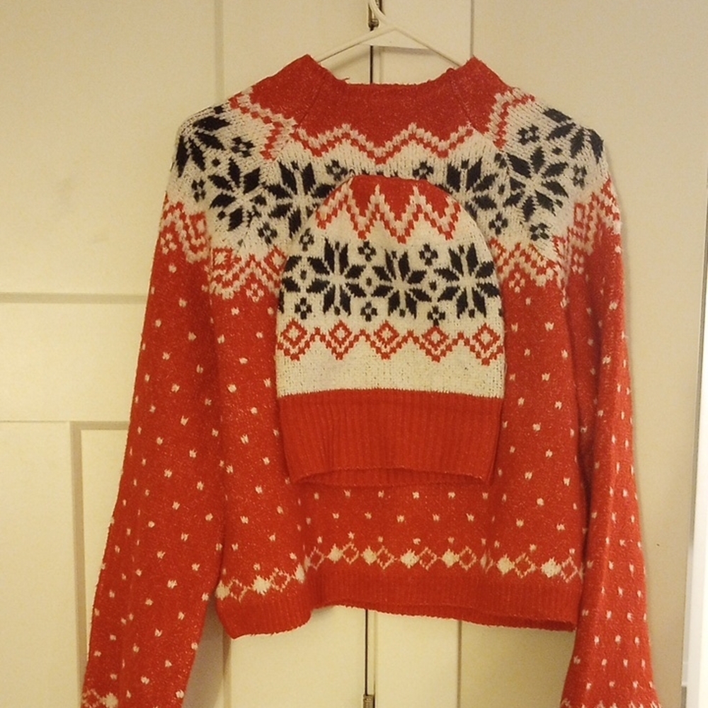 No Boundaries Festive Red and White Sweater Set